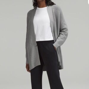 Lululemon Athletica Merino Wool-Blend Gray Knit Wrap Cardigan Sweater